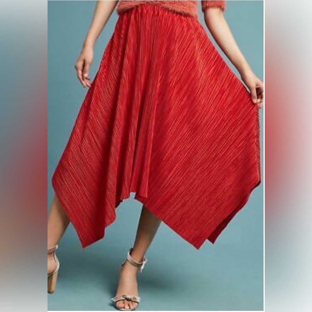 Anthropologie Sunday in Brooklyn Red Asymmetrical Skirt - Picture 2 of 6